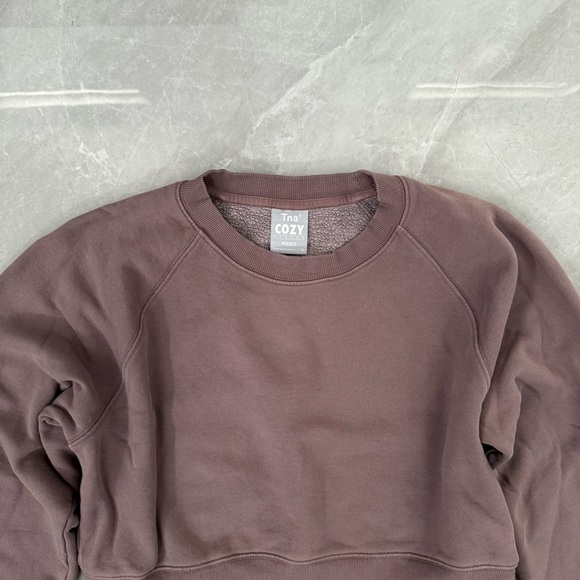 Women’s TNA Perfect Cozy Fleece Cropped Crew Neck Sweatshirt Size Medium - Picture 2 of 15